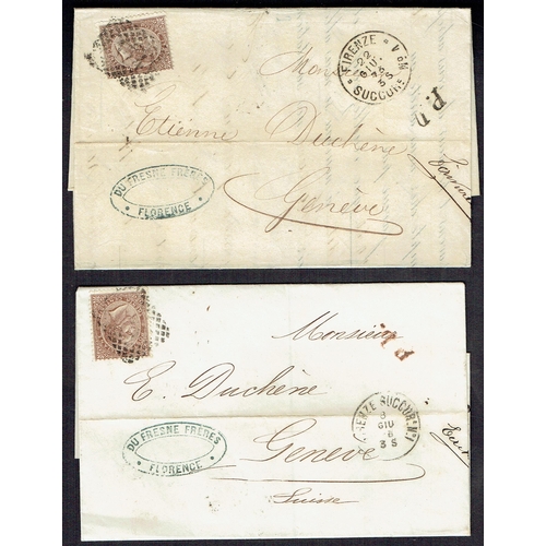 253 - ITALY - Group of 19th century covers / Entire Letters from the same correspondence to Geneva bearing... 