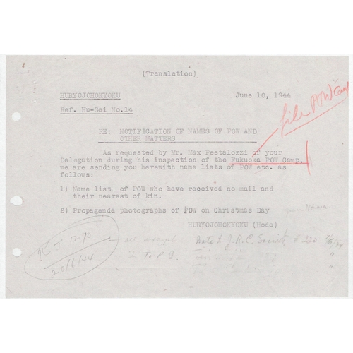 261 - JAPAN - World War Two: 1944 (10 Jun) Original native rice paper letter written by the POW Intelligen... 