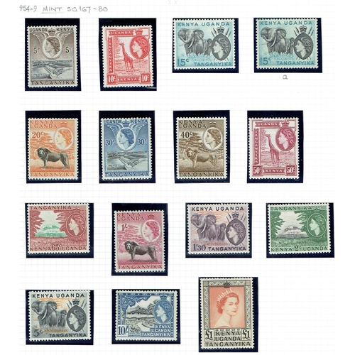 273 - KENYA, UGANDA & TANG. (K.U.T.) - 1954-59 Mint set of 14 to £1 plus both 15c types. SG 167/180.