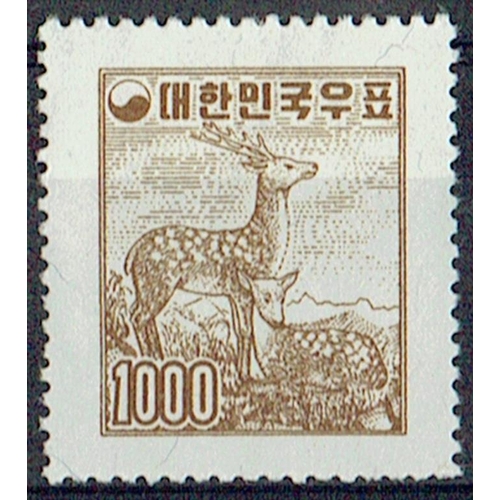 274 - KOREA ( SOUTH ) - 1953 Sikh Deer 1000h yellow-brown new currency (without) character after the figur... 