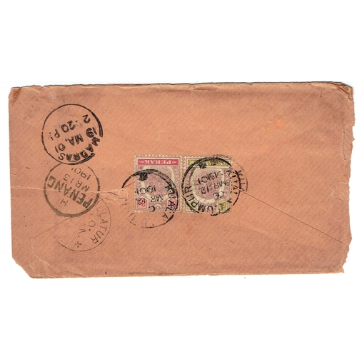 291 - MALAYAN STATES - Perak: 1901 Kuala Lumpur native Cover to Pallatur Madura bearing 3c & 5c Tiger defi... 