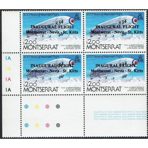 298 - MONTSERRAT - 1983 Inaugural flight overprint set on 1981 Airmail Service stamps being three values o... 