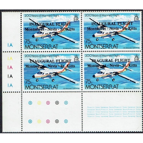 298 - MONTSERRAT - 1983 Inaugural flight overprint set on 1981 Airmail Service stamps being three values o... 