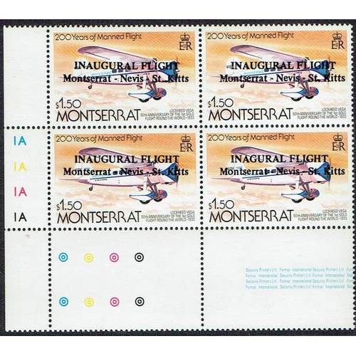 298 - MONTSERRAT - 1983 Inaugural flight overprint set on 1981 Airmail Service stamps being three values o... 