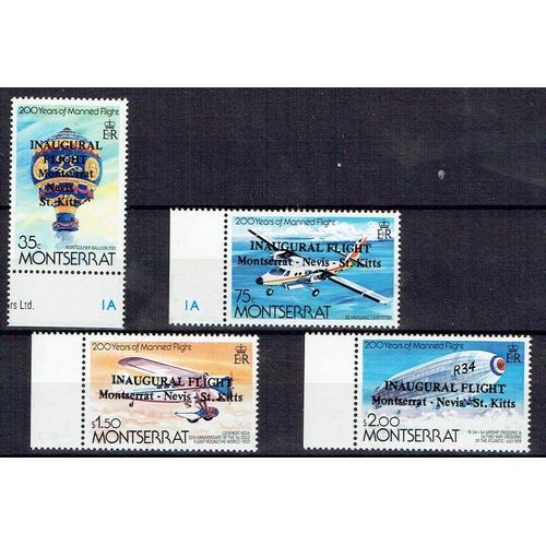 299 - MONTSERRAT - 1983 Inaugural flight overprint set on 1981 Airmail Service stamps being marginal set o... 