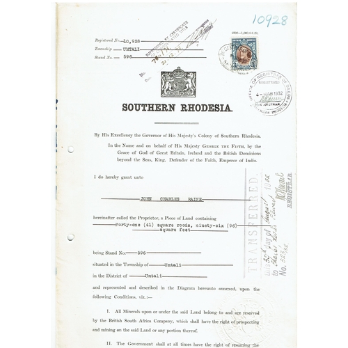 54 - REVENUES & CINDERELLA - Southern Rhodesia: Six 1930s GV land documents for different districts beari... 