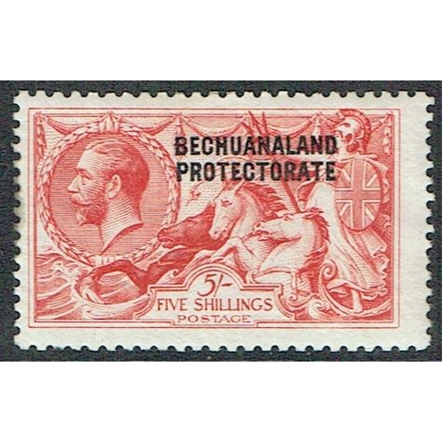 75 - BECHUANALAND - 1920 Bradbury 5s rose-carmine hinged mint, centred left, SG 89.