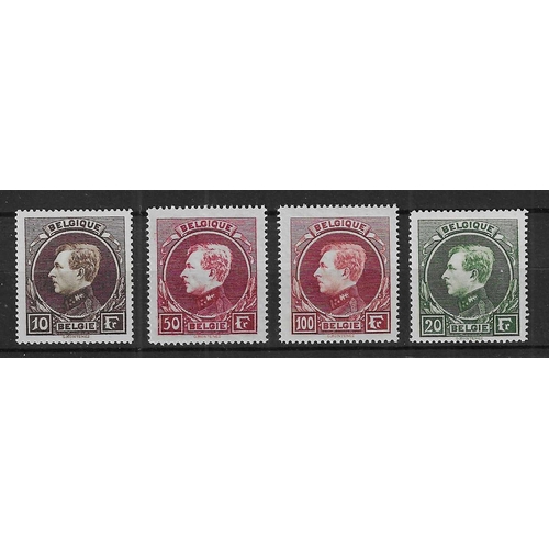 79 - BELGIUM - 1929 P.14½ 10f sepia, 20f bright green (P.14½), P.14 50f & 100f each unmounted mint, fine,... 