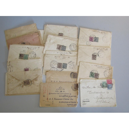 92 - BURMA - Large group of GV commercial covers with native writing or printed native covers to India ma... 