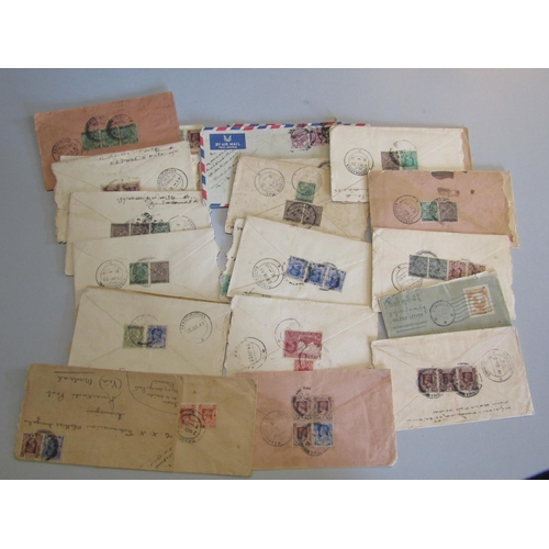 93 - BURMA - Large group of GVI commercial covers with native writing or printed native covers to India m... 