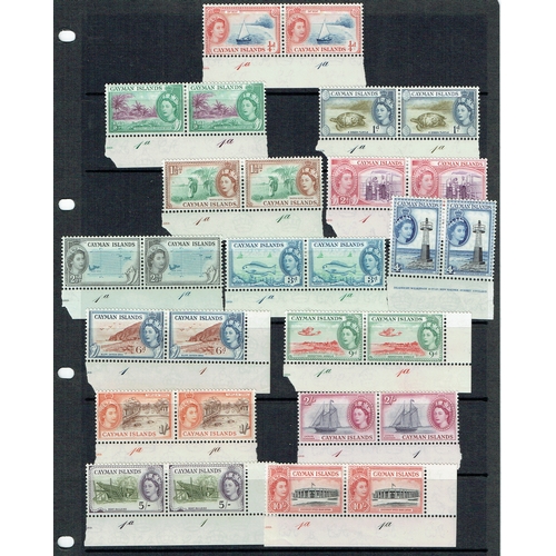 104 - CAYMAN IS. - 1953-62 Complete set to 10s in lightly mounted mint bottom right corner marginal plate ... 