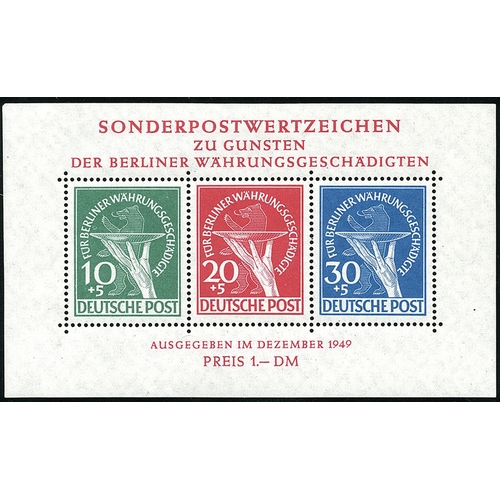 181 - GERMANY - W. BERLIN - 1949 Berlin Relief Fund Miniature sheet very fine hinged mint, superb and fres... 