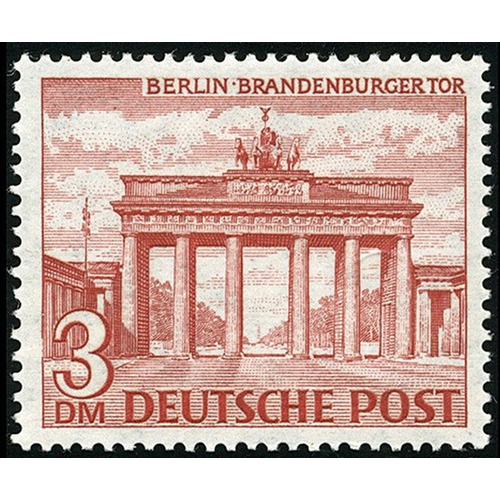 183 - GERMANY - W. BERLIN - 1949-54 Berlin Buildings; 3Dm brown-red very fine hinged mint, superb and fres... 