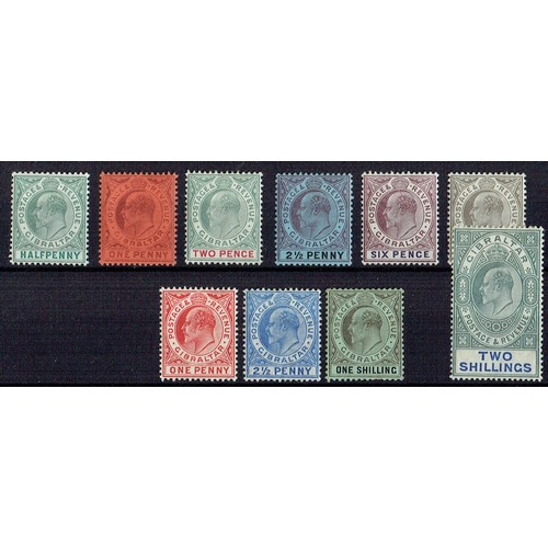 199 - GIBRALTAR - 1903-1911 Mint EDVII assembly including 1903 set to 1s, 1904-08 2s green and blue (ordin... 