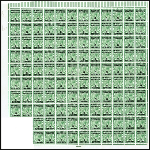 300 - MOROCCO AGENCIES - French Currency: 1917 5centimes on ½d green unmounted mint sheet of 120 with bott... 