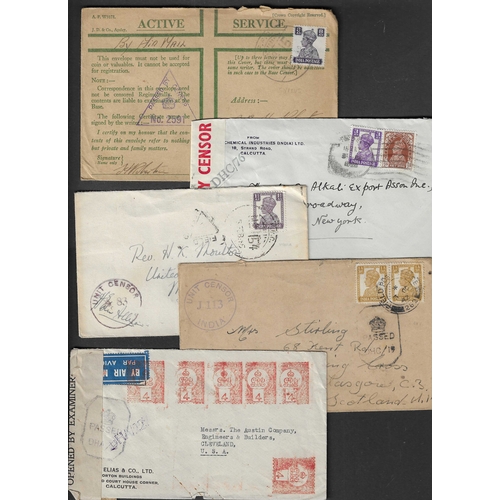 242 - INDIA - WWII Censor Mail - Useful group of 19 covers from various departure towns around India to a ... 