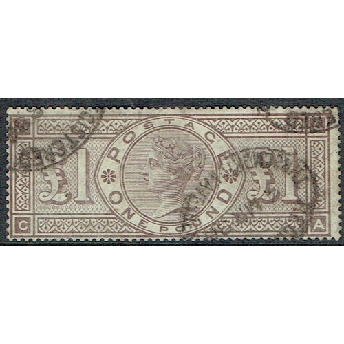 GREAT BRITAIN - QUEEN VICTORIA - 1884 Wmk Three Crowns £1 brown-lilac ...