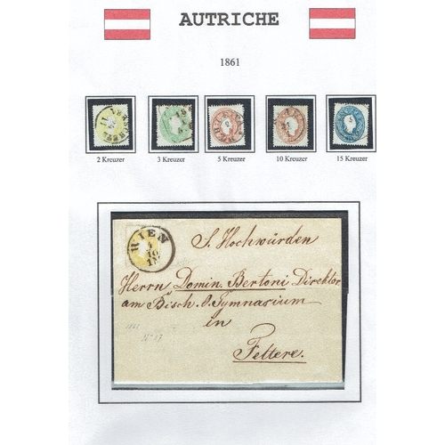 150 - AUSTRIA - 1858-80 Classics assembly on album leaves with single used examples (mainly fine) and six ... 