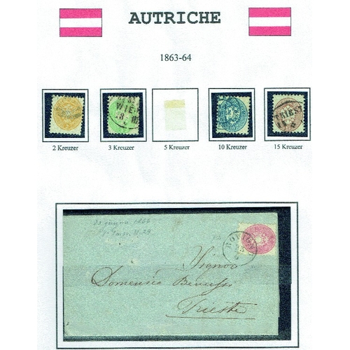 150 - AUSTRIA - 1858-80 Classics assembly on album leaves with single used examples (mainly fine) and six ... 