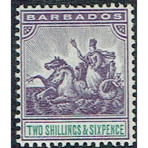 179 - BARBADOS - 1903 2s6d Violet and Green mounted mint wmk crown CA. SG 115.