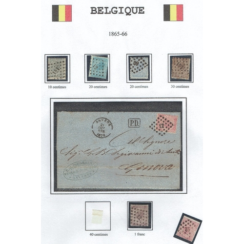 188 - BELGIUM - 1850-78 Classics assembly on album leaves with single used examples (mainly fine) and six ... 