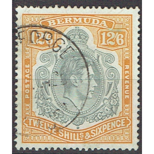 206 - BERMUDA - 1940 P.14 Chalky 12/6 grey and brownish orange fine used part St Georges CDS cancel, very ... 