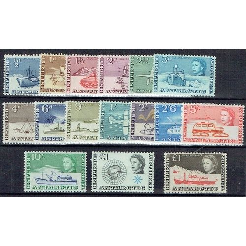 222 - BRITISH ANTARC. TERR. - 1963-69 Long set of 16 hinged mint, fine, SG 1/15a. Cat £250.