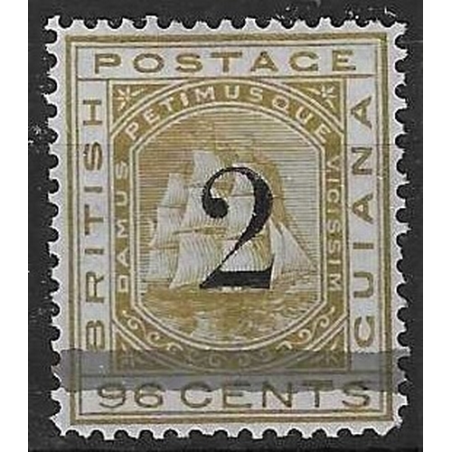 229 - BRITISH GUIANA - 1881 2 on 96c olive-bistre hinged mint, fine, SG 151.