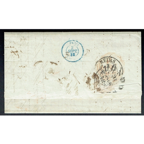 25 - POSTAL HISTORY - 1838 (16 Aug) Entire Letter New York USA to Reims, France, sent per Steamer Great W... 