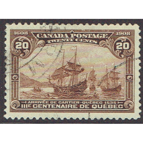 275 - CANADA - 1908 Quebec Tercentenary 20c dull brown fine with two light CDS cancels and well centred, w... 