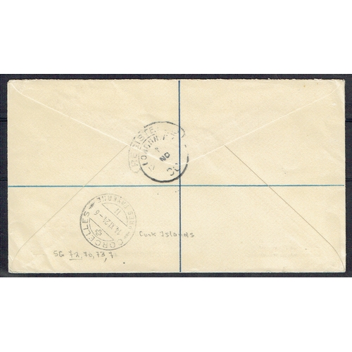 317 - COOK IS. - 1924 (Nov) Printed regd envelope to Switzerland bearing 1920 ½d, 1d, 1½d & 3d tied RAROTO... 