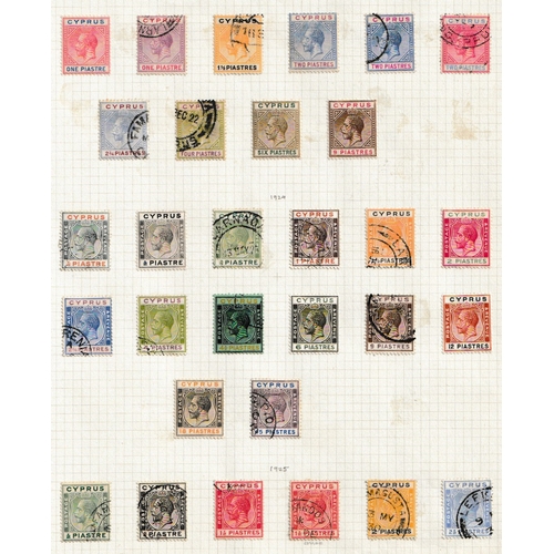 326 - CYPRUS - 1912-1934 Assembly on leaves including 1912-15 set to 18pi m & u, 1921-23 set to 9pi m & u ... 