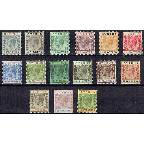 330 - CYPRUS - 1924-28 GV Fifteen values to 90pi hinged mint, includes SG 103/117 complete, mainly fine.