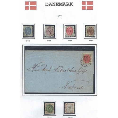 331 - DENMARK - 1854-1903 Classics assembly on album leaves with single used examples (mainly fine) and se... 