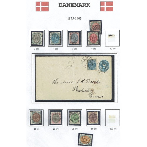 331 - DENMARK - 1854-1903 Classics assembly on album leaves with single used examples (mainly fine) and se... 