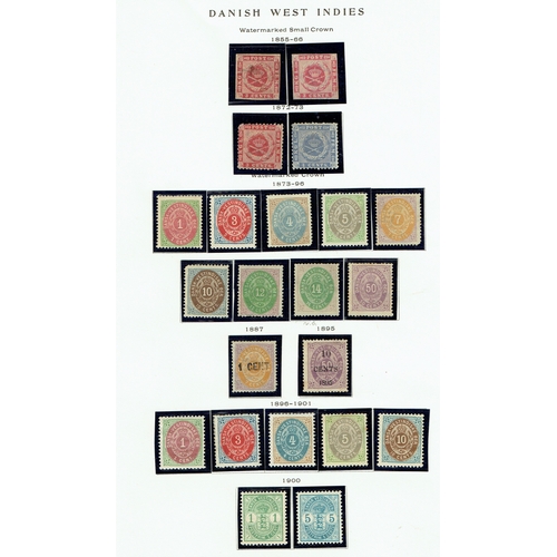 333 - DENMARK - DAN. W. INDIES - 1856-1908 Mint collection on Scott leaves mostly complete including 1856 ... 