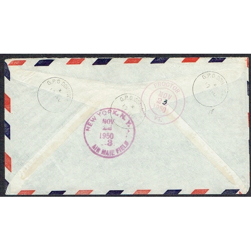 339 - DOMINICA - 1950 Airmail regd cover to USA bearing GVI 10s black and brown-orange left marginal tied ... 