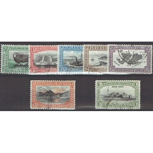 360 - FALKLAND ISLANDS - 1932 Centenary; Seven values ½d to 4d & 1s fine used, nice CDS examples, SG 127/1... 