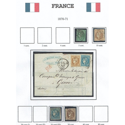 372 - FRANCE - 1852-1880 Classics assembly on ten album pages of covers and stamps including 1852 Repub 25... 