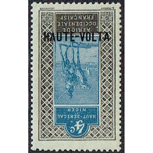 404 - FRANCE - COLONIES - Upper Volta: 1920 4c blue and black unmounted mint showing HAUTE VOLTA inverted ... 