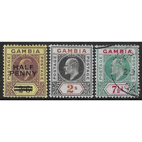 415 - GAMBIA - 1902-1909 EDVII Mint & used assembly including 1902-05 to 3s m & u (Cat £245), 1906 surch ½... 