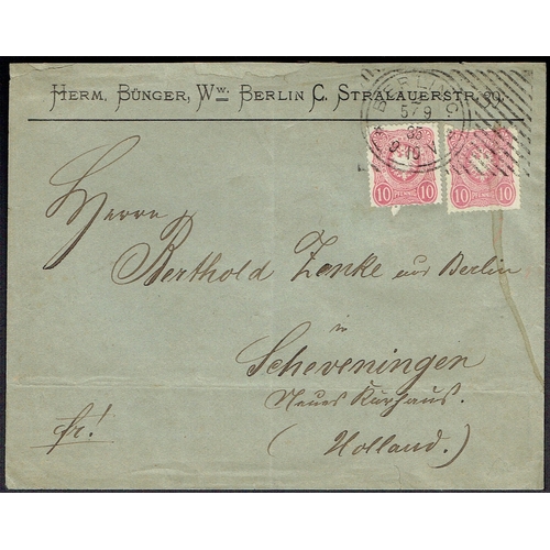 423 - GERMANY - 1885 (Sept) Printed cover (folded and stain) bearing HOSTER cancel type 10/30 (Whitney) wi... 