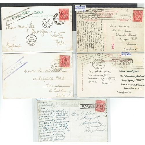 46 - POSTAL HISTORY - Maritime: Australia PAQUEBOT Five postcard or cover 1903-34 with different PAQUEBOT... 