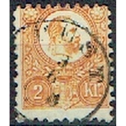 502 - HUNGARY - 1871 Litho. 2k orange-yellow cds used and centred NE with part BUDAPEST cancel. SG 2.