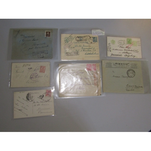 66 - POSTAL HISTORY - Romania:  Sixteen earlier to middle periods with many censored incl 1920 Suczawa to... 