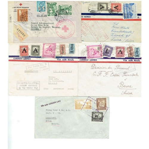 67 - POSTAL HISTORY - South & Central America: Group of 18 commercial mainly airmail covers addr to Switz... 