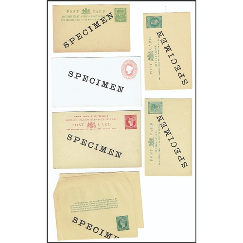 68 - POSTAL HISTORY - SPECIMEN Overprints on QV-GV postal stationery cards each overprinted specimen diag... 