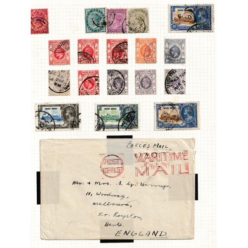 7 - British Commonwealth: Maritime cancels on stamps QV to QEII on leaves with more interesting noted in... 