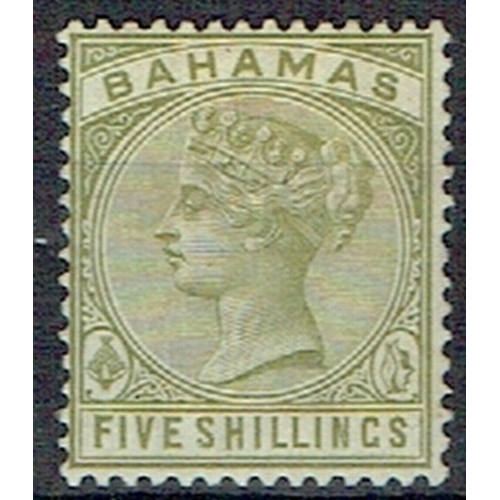 117 - BAHAMAS  - 1884 QV 5s Sage-Green fresh mounted mint, very nice condition. SG 56.