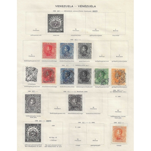 12 - South & Central America: 1870s-1912 Mint, unused and used assembly on old time Schaubek printed page... 